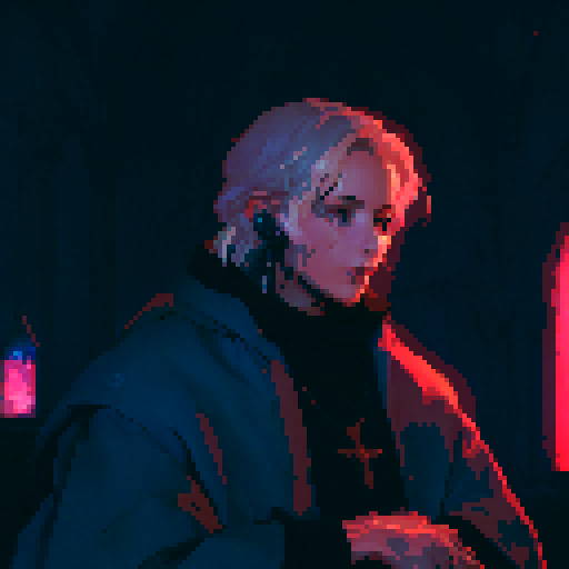 Priest female, flowing robes, casting spell, glowing staff, ornate headdress, ethereal light, sacred symbols, ancient tome, mystical aura, grand cathedral, stained glass windows, towering arches, majestic organ, flickering candlelight, enchanted atmosphere, otherworldly beings, mythical creatures, epic quest