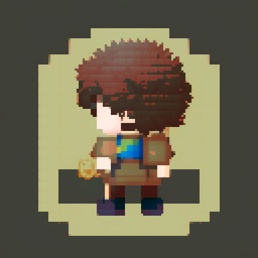 Male, brown hair, wizard, pixel art style, octopath traveller 2, 