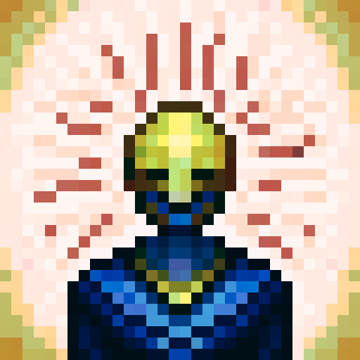 yellow coat, game icon, 32x32 pixel art, sRGB, skill art, close up, portrait, vivid tones, glossy texture, detailed stitching, vibrant shades, dynamic lighting, stylized shading, bold lines, intricate patterns, contrasting hues, high contrast, exaggerated proportions, dramatic shadows, expressive brushstrokes