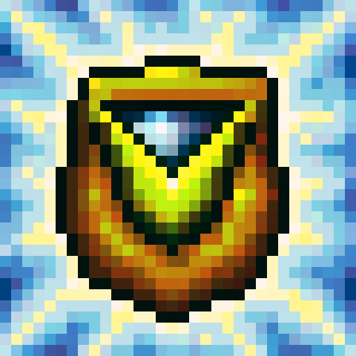 Economic icon, minimal style, game icon, 32x32 pixel art, close up, sharp lines, bold colors, financial graph, upward trend, dollar sign, meticulous detailing, shiny gold coins, calculator