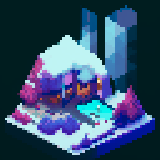 "An 8-bit pixel art of a wealthy polar bear in a high-tech mansion. The bear, in a suit and sunglasses, lounges on a sleek sofa surrounded by holographic displays, LED lighting, and smart glass walls. Crypto symbols glow on digital panels, and a workstation with trading charts highlights his success. A panoramic window reveals icy mountains, blending luxury and futuristic tech."