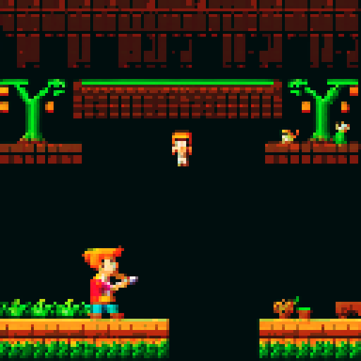 archaeologist, sword-sized trowel, forest, wild animals, pixel art, NES color pallete