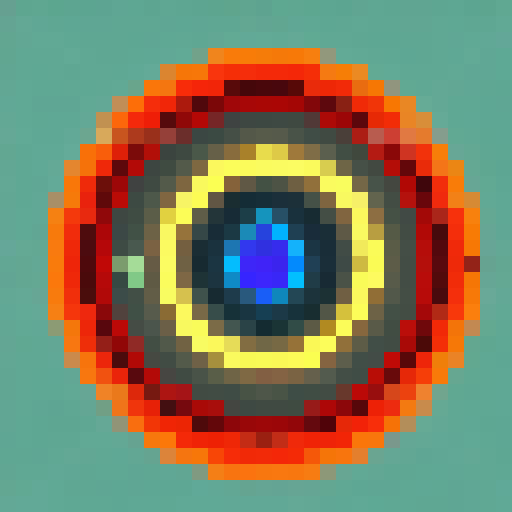 Electric barrier spell icon for players to use. With 1px black contour and blue color palette. When the player uses it it creates a circling electric ball circling around the player for some time and shocks enemies.
