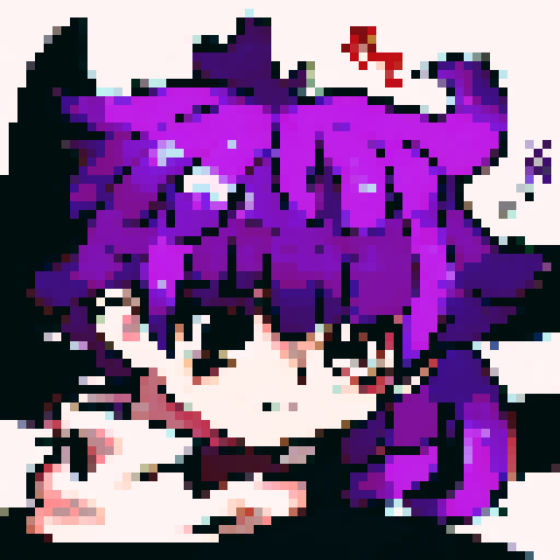 female necromancer, flowing dark hair, glowing purple eyes, full body, pixel art