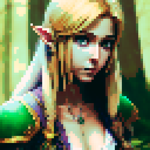 princess zelda from legend of zelda| Photo realistic  | age 20 | pouting lips | seductive | white | green | blonde | straight hair | white | morning | forest | full shot | necklace | topless | superhero | Hyrule | Hylian |
