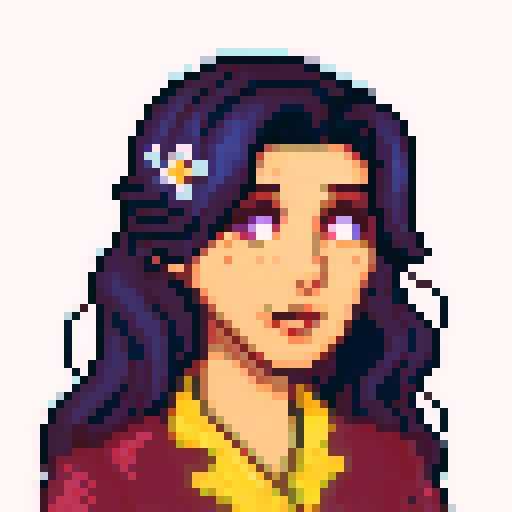 Side profile of a futuristic humanoid with a range of emotions, showcasing magical elements in a front view, rendered in pixel art style with vibrant sRGB colors.