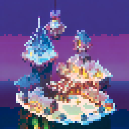 Cyber towers rise from a snowy peak, towering over a futuristic metropolis below, all rendered in a landscape portrait.