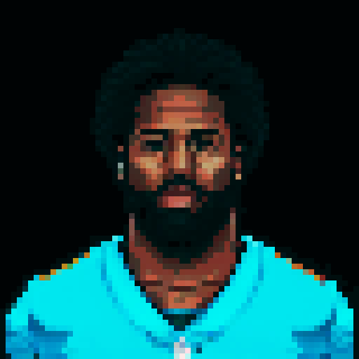 nfl football player, profile view, forward-facing, wearing jersey, no helmet, game icon style, 32x32 pixel art, sRGB, skillful expression, close-up portrait