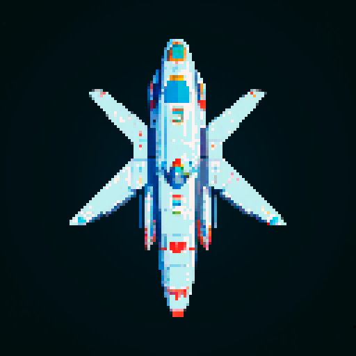 a pure 2d sprite for a space game. a top down view of a triangular spaceship all by itself ,style of the 80s. The spaceship should not have any shadows.