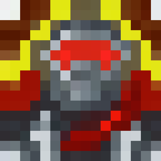 Shiny red car, racing stripes, chrome wheels, headlights glowing, pixelated 16x16 game icon, close up portrait in retro pixel art style.