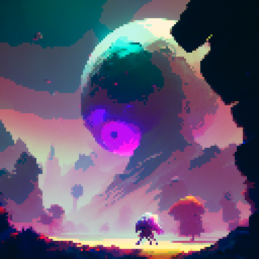 Gnarled branches, glowing orbs, vibrant foliage, Hyper Light Drifter tileset style, mesmerizing immersive fantasy RPG environment