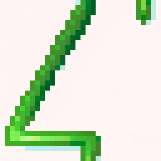 An usual lighting made of two green arrows and one line that connects them.