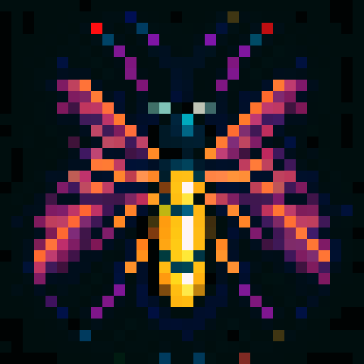Summoning a vibrant, buzzing HoneyBee Spell with intricate details, a game icon in the style of 32x32 pixel art, displaying vivid colors in the sRGB spectrum, showcasing the skill art of a close-up portrait