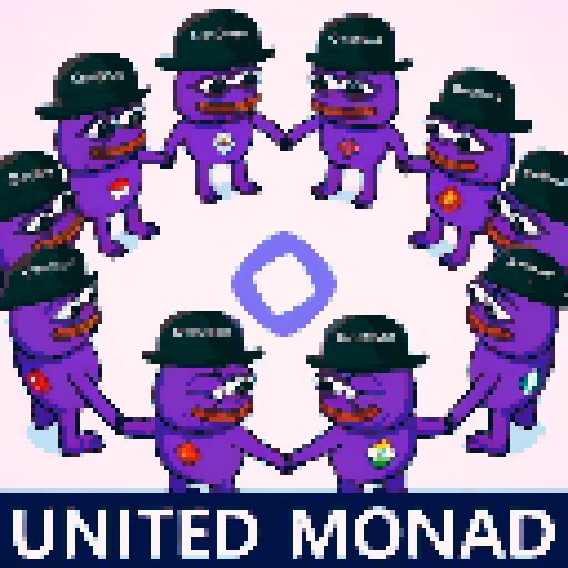 Purple frogs holding hands
