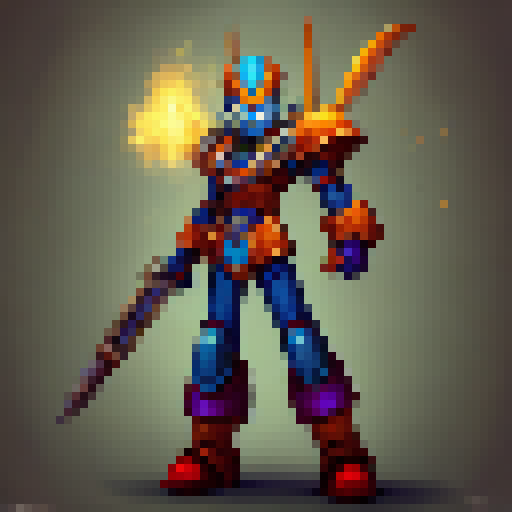 Warrior in the style of megaman