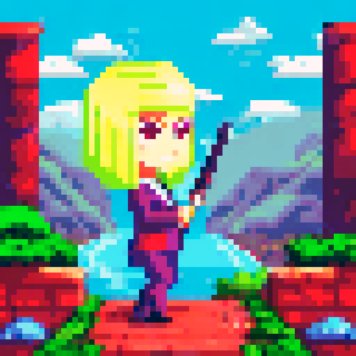 woman, blonde hair, bob cut, blue eyes, bussiness suit, 8-bit videogame sprite