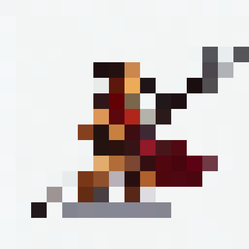 Fiery fangs, razor-sharp claws, and glowing eyes stare out from a close-up portrait of a menacing dark-red dragon, its 16x16 pixel art style perfectly capturing the essence of a deadly game icon with a fiery breath