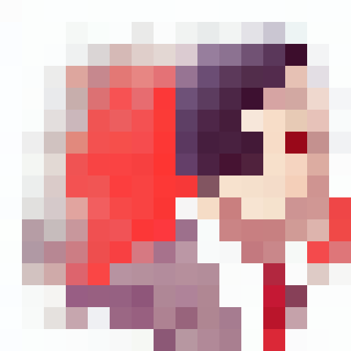 Akira Nishkiyama from Yakuza , close up, game icon, pixel art, 16x16, vibrant colors, intense gaze, detailed facial features, expressive eyes, iconic hairstyle, determined expression