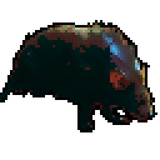 A vicious dark colored rat in a gloomy dungeon