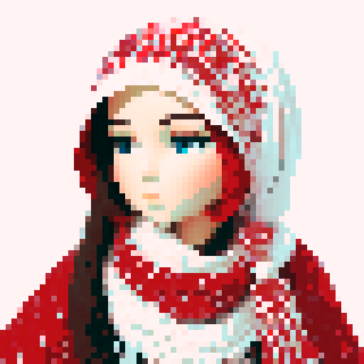 "Create an image of a traditional Middle Eastern ghutrah (keffiyeh) with a classic white and red checkered pattern. The ghutrah should be draped over the head of a mannequin or a person, showcasing its elegant folds and how it sits on the shoulders. The fabric should have a soft, woven texture with the red and white pattern clearly defined. 