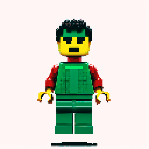 lego pixel, vibrant colors, blocky shapes, small plastic bricks, isometric perspective, retro video game, low resolution, 8-bit graphics, sharp edges, square grid, limited color palette, nostalgic feel, brick-built characters, iconic lego logo, digital recreation, detailed textures, crisp lines, simplified forms, nostalgic gaming vibes
