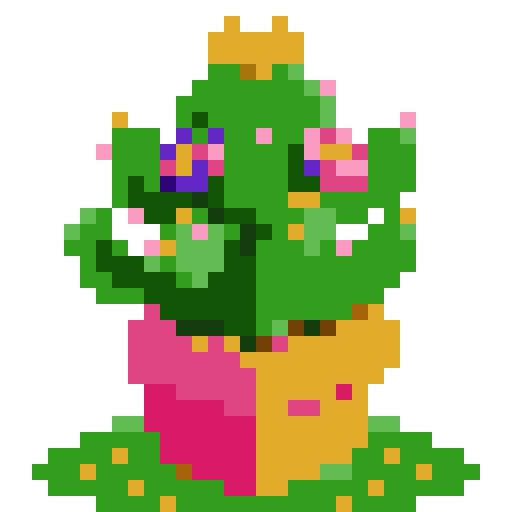 cactus with purple flower on top, close up, game icon, white background
