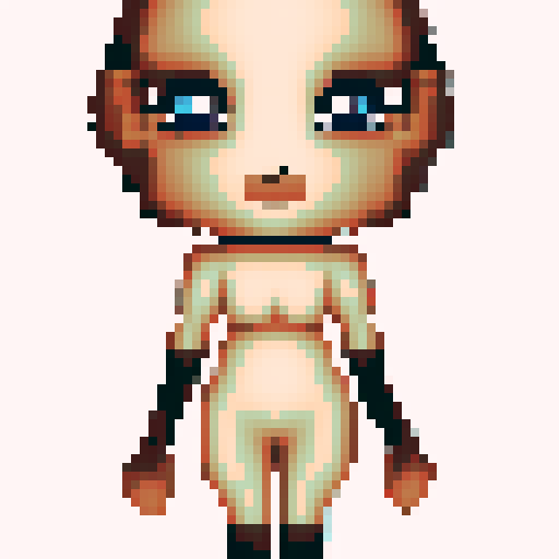 A human chibi character base, nude, no hair, with facial features