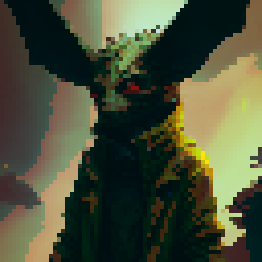 A small demonic creature with tiny horns and bat-like wings, dark red skin, and glowing yellow eyes. It has a mischievous grin and a long, pointed tail. No background.