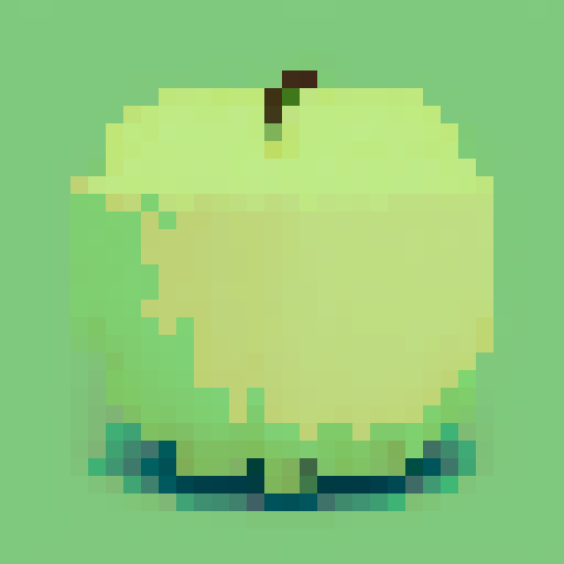 green apple, in the center, simple pixel art
