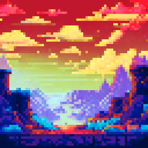 sword, gleaming, sharp, metallic, forged, sparks flying, blacksmith's workshop, anvil, glowing embers, billowing smoke, ancient, ornate hilt, intricate engravings, vibrant colors, lush green meadow, towering mountains