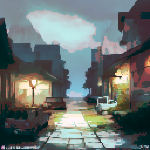 Eerie abandoned city ruins dark