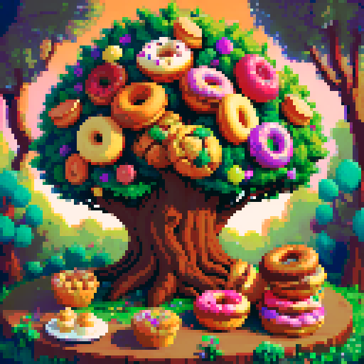 tree with muffins and donuts, illustration without gradient