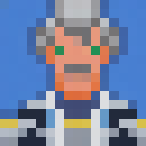 quirky AI assistant, Professor Catalyst, who has white hair, blue eyes, glasses, and wears a labcoat over his collar shirt and tie
