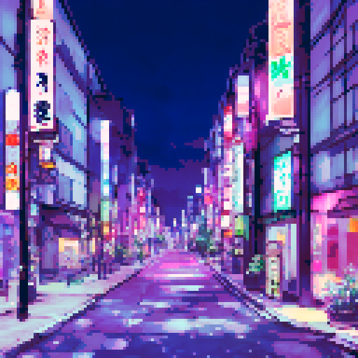 Tokyo at night, make it kinda vaporwave style emphasizing pinks and purples