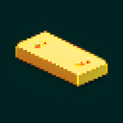 shiny gold bar, video game item icon, pixel art, sRGB