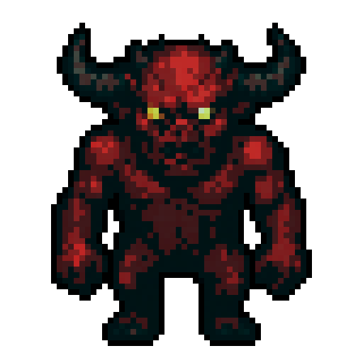 Front-facing sprite of an enemy, solid color background