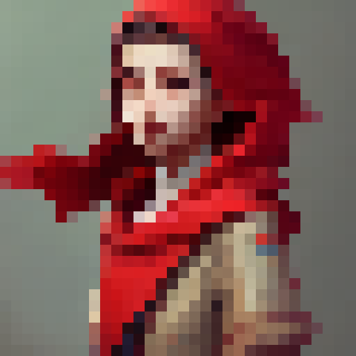 girl with a red cape, animated all directions, topdown