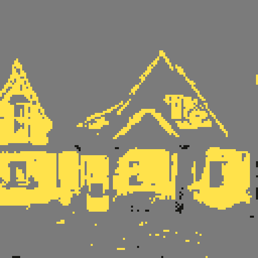 Suburban mansion, front view, symmetrical design, towering structure, pixelated windows, pristine lawn, straight path to door, low-resolution details, sRGB color palette