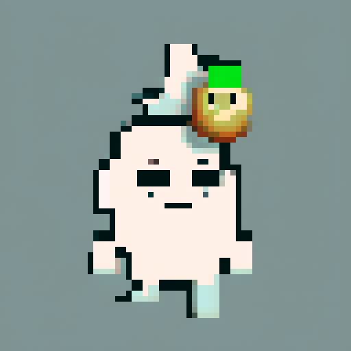 a potato with a hat on his head, small eyes, hands, and mouth