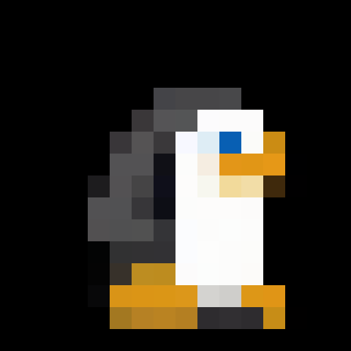 a penguin facing to the right walking 