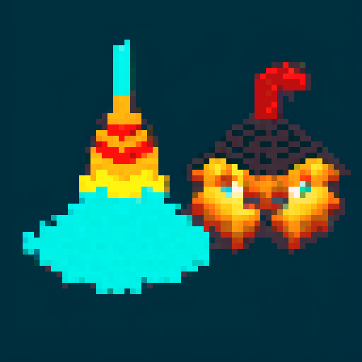 wizard hat with stars, pixel art