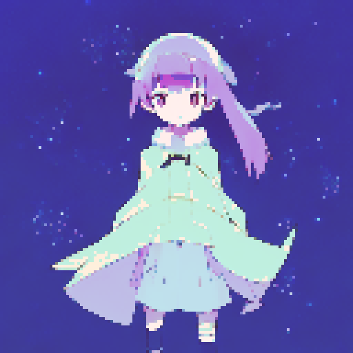 Lonesome girl, wrapped in cozy blanket, peers at sparkling stars with melancholic look while crescent moon shines on grassy knoll below her; all depicted in somber anime-style with hues of indigo and violet.
