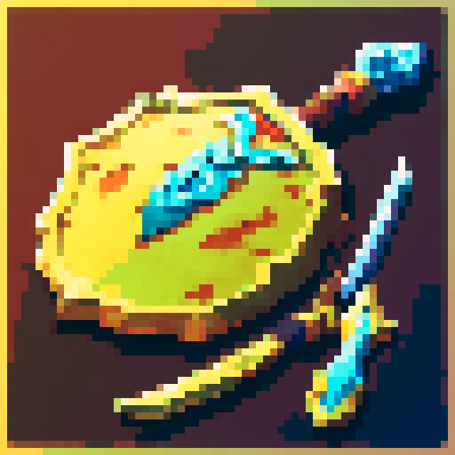 fantasy pixel art shield, two engrailed top, elaborate metallic gold edge, solid wooden field, solid black background