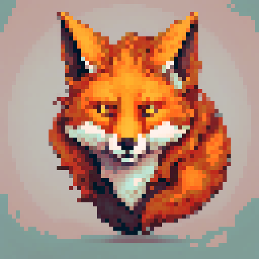 fox, pixel art, sRGB, vibrant orange, sharp triangular ears, sleek body, bushy tail, animated expression, expressive eyes, confident stance