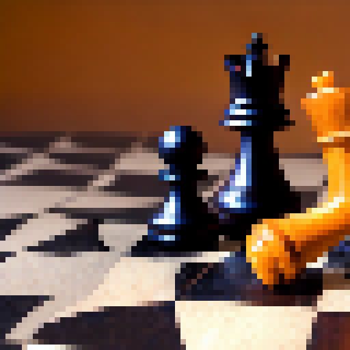 a wooden chess pawn pushing with his arms pushing a surprised chess bishop. pawn does some effort to move the bishop.
