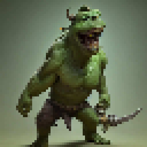 Hulking, green-skinned, and warty, the ugly orc brandishes a spiked club, ready to charge into battle, portrayed in a dark and gritty art style.