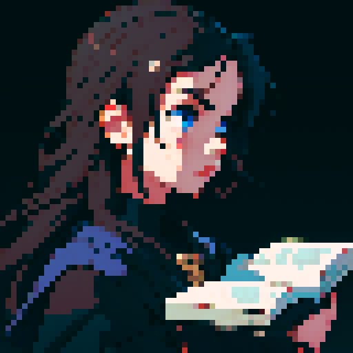 books icon, black background, pixel art, sRGB