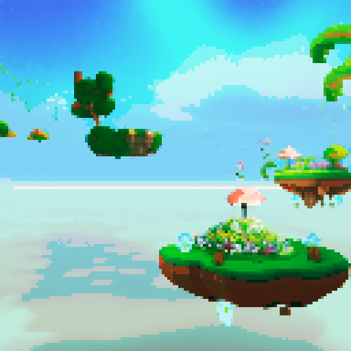 Floating islands, wind, bright