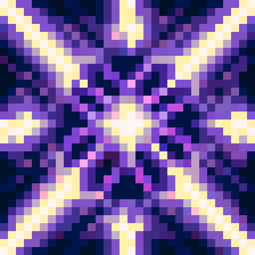 Spawns a purple flower, game icon, 16x16, pixel art, close up, portrait, vibrant colors, delicate petals, intricate details, glowing center, shadowed background, minimalistic design