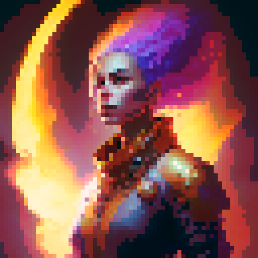 create a fire element wizard with an topaz inspired color palette casting a healing spell over him